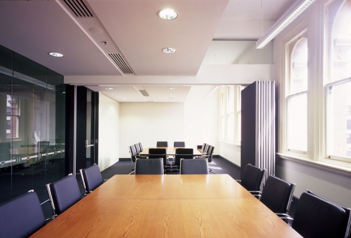 Meeting room with operable wall